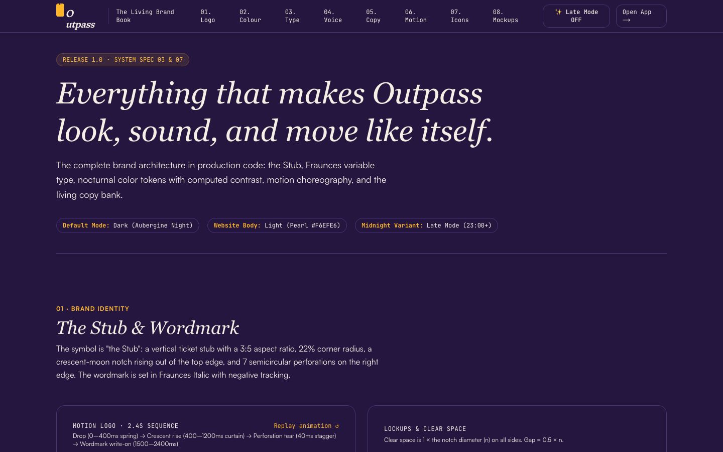 The Outpass living brand book.